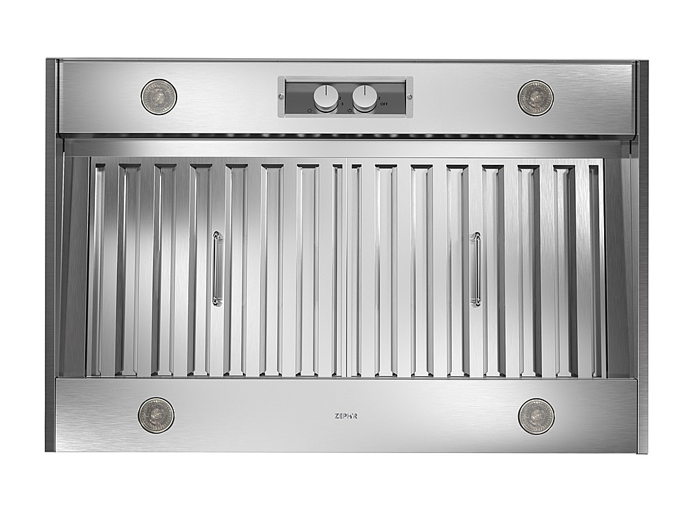 Angle View: Zephyr - Spruce 34 in. External Range Hood with light in Stainless Steel - Stainless steel