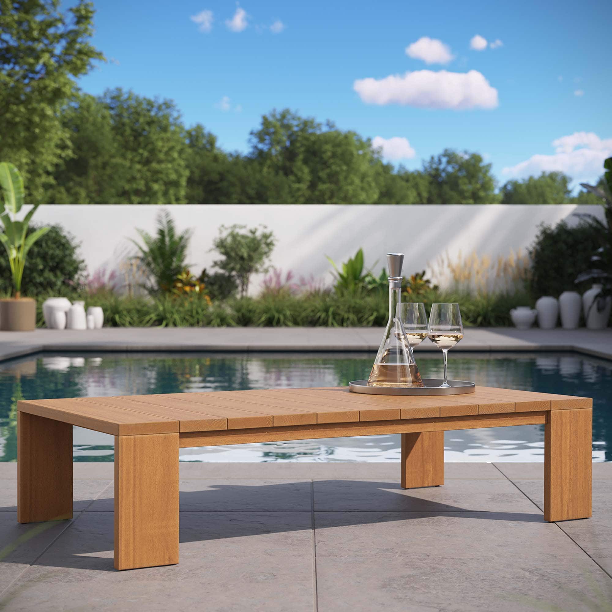 Tahoe Outdoor Patio Acacia Wood Coffee Table by Modway - Natural