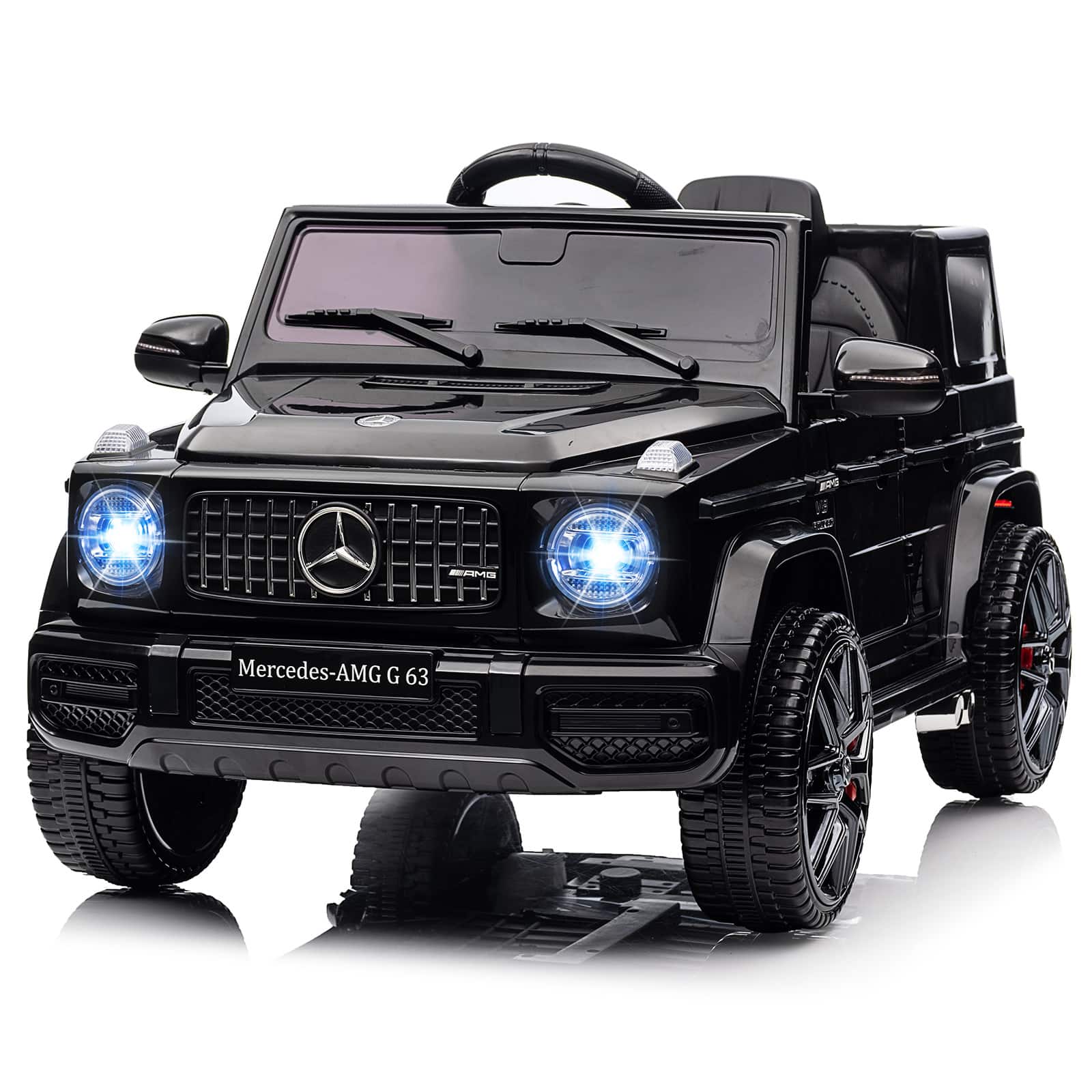 Front. GARVEE - 12V Licensed Mercedes-Benz G63 Ride On Car for Kids, Electric Vehicle w/Remote, LED Lights, Music & Seatbelt - Black.