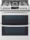 LG - 6.9 Cu. Ft. Slide-In Double Oven Gas True Convection Range with EasyClean and ThinQ Technology - Stainless Steel-Front_Standard 