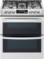 Front Zoom. LG - 6.9 Cu. Ft. Self-Cleaning Slide-In Double Oven Gas Smart Wi-Fi Range with ProBake Convection - Stainless steel.