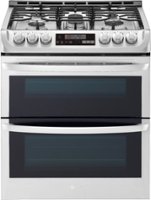 LG - 6.9 Cu. Ft. Slide-In Double Oven Gas True Convection Range with EasyClean and ThinQ Technology - Stainless steel - Front_Zoom