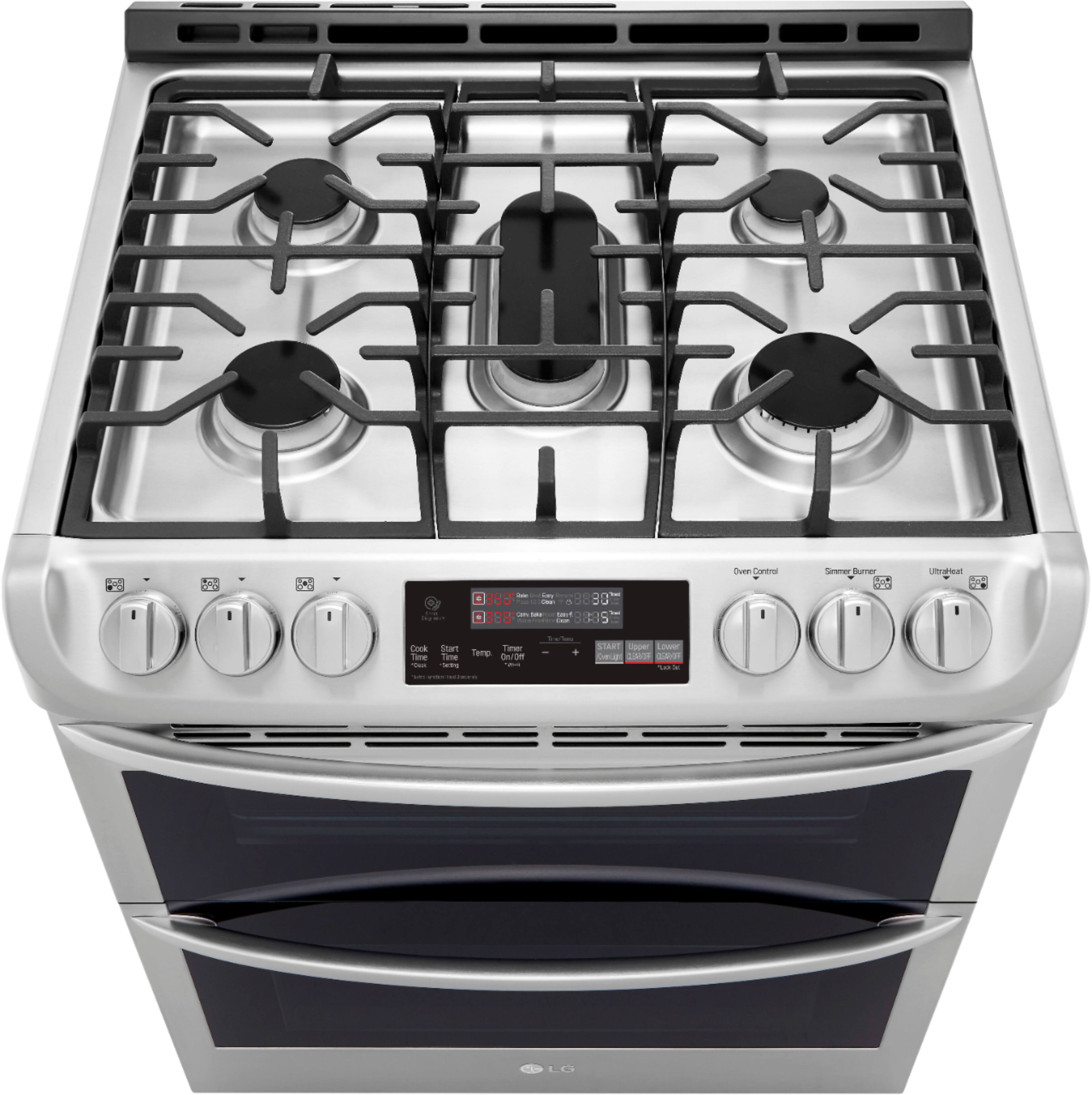Alt View 11. LG - 6.9 Cu. Ft. Slide-In Double Oven Gas True Convection Range with EasyClean and ThinQ Technology - Stainless Steel.