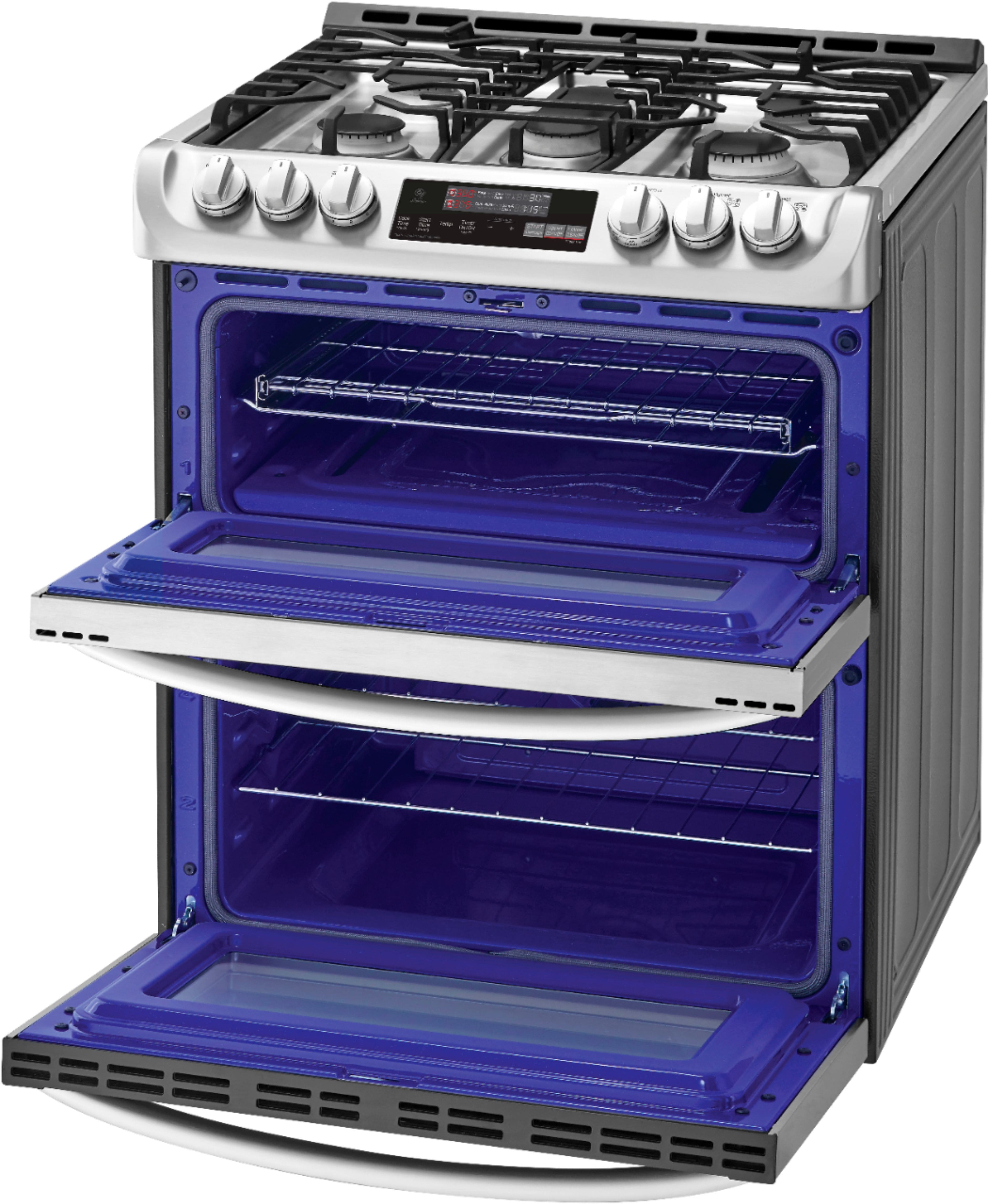 Alt View 14. LG - 6.9 Cu. Ft. Slide-In Double Oven Gas True Convection Range with EasyClean and ThinQ Technology - Stainless Steel.