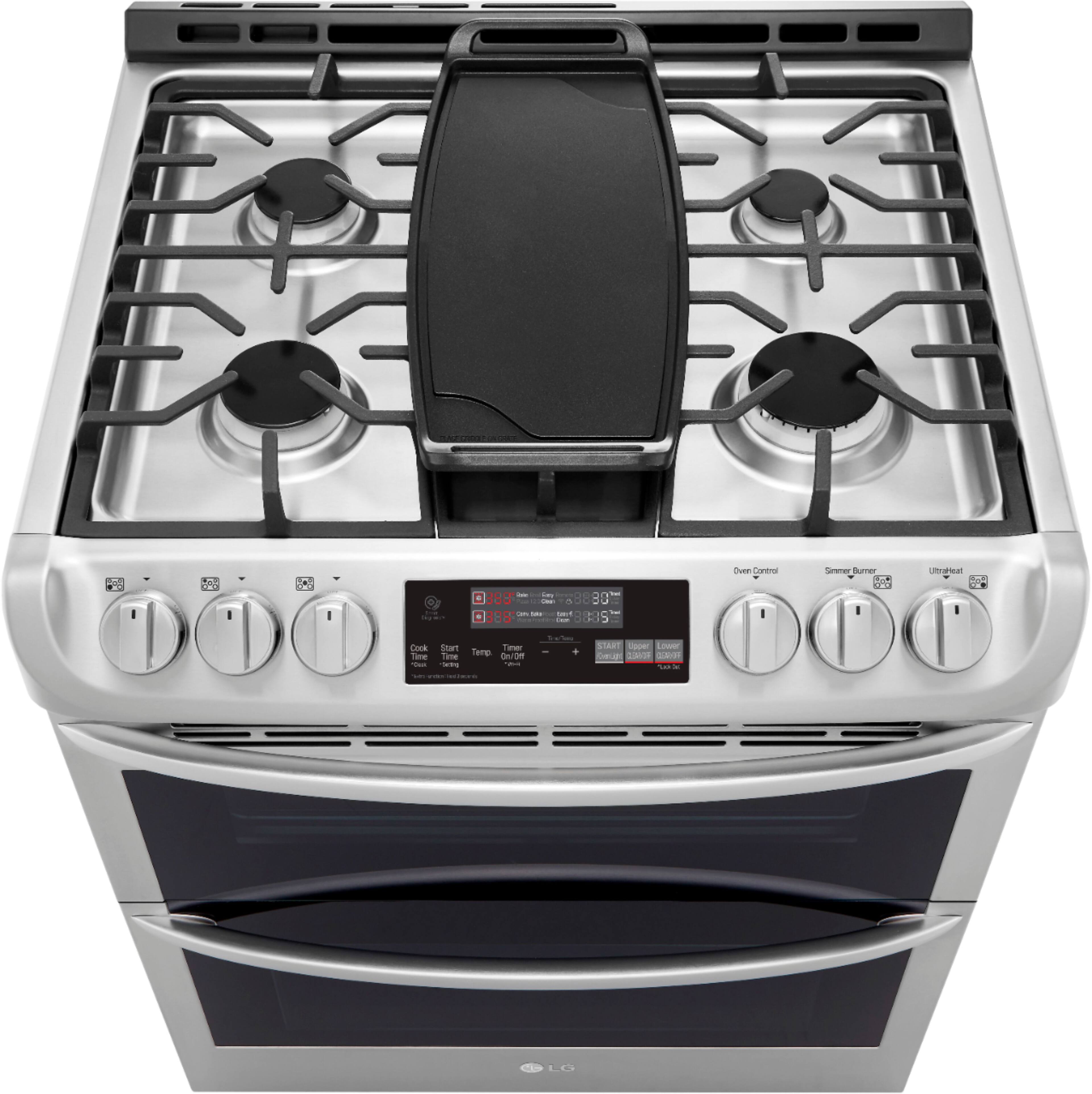Alt View 18. LG - 6.9 Cu. Ft. Slide-In Double Oven Gas True Convection Range with EasyClean and ThinQ Technology - Stainless Steel.
