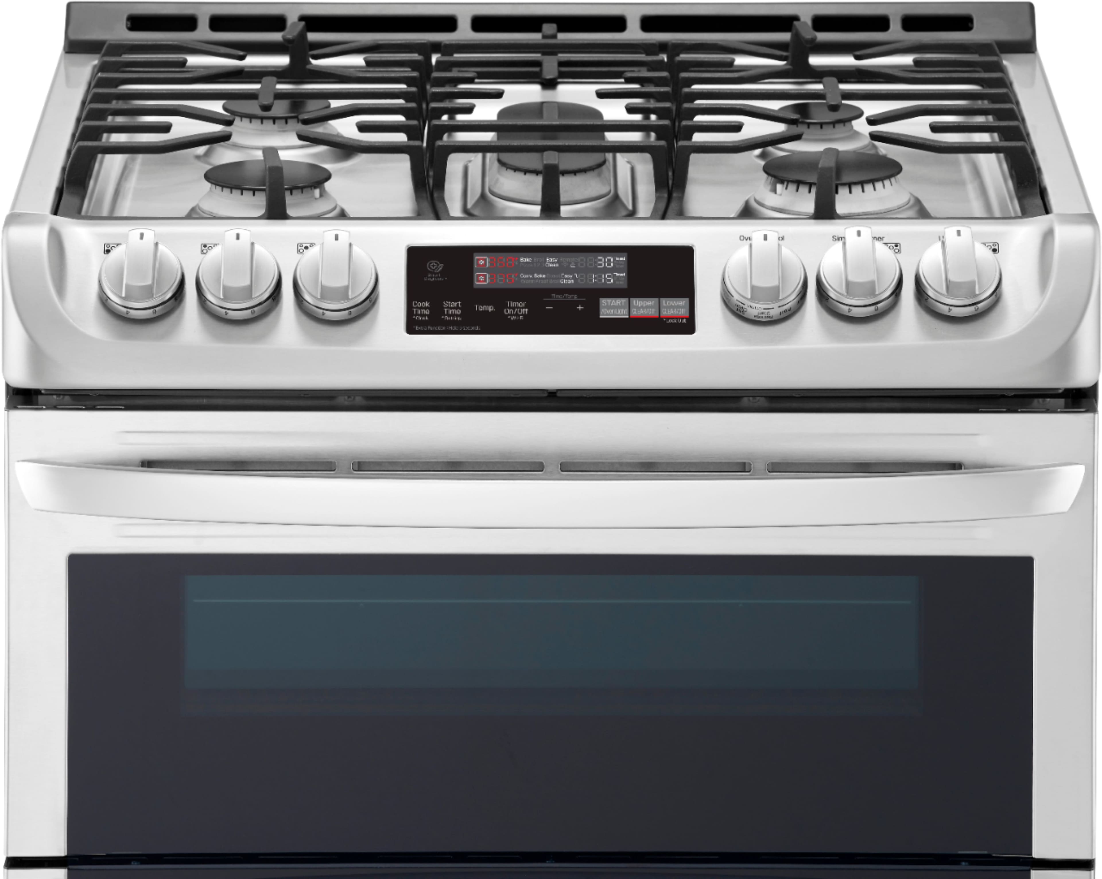 Alt View 1. LG - 6.9 Cu. Ft. Slide-In Double Oven Gas True Convection Range with EasyClean and ThinQ Technology - Stainless Steel.
