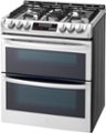 Left Zoom. LG - 6.9 Cu. Ft. Self-Cleaning Slide-In Double Oven Gas Smart Wi-Fi Range with ProBake Convection - Stainless steel.