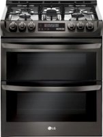 LG - 6.9 Cu. Ft. Slide-In Double Oven Gas True Convection Range with EasyClean and ThinQ Technology - Black Stainless Steel - Front_Zoom