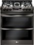 LG - 6.9 Cu. Ft. Self-Cleaning Slide-In Double Oven Gas Smart Wi-Fi Range with ProBake Convection - Black stainless steel