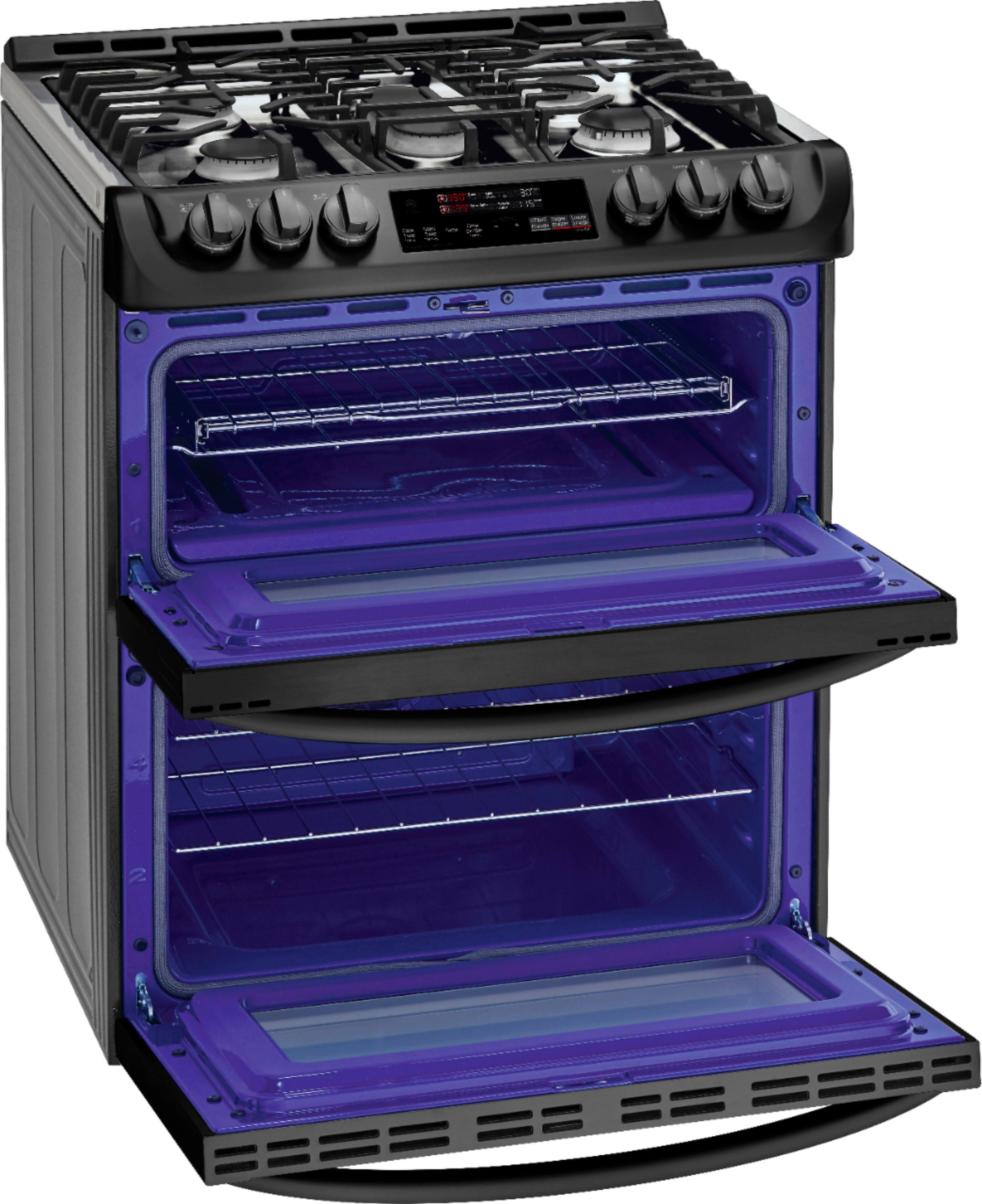 Alt View 14. LG - 6.9 Cu. Ft. Self-Cleaning Slide-In Double Oven Gas Smart Wi-Fi Range with ProBake Convection - Matte Black Stainless Steel.