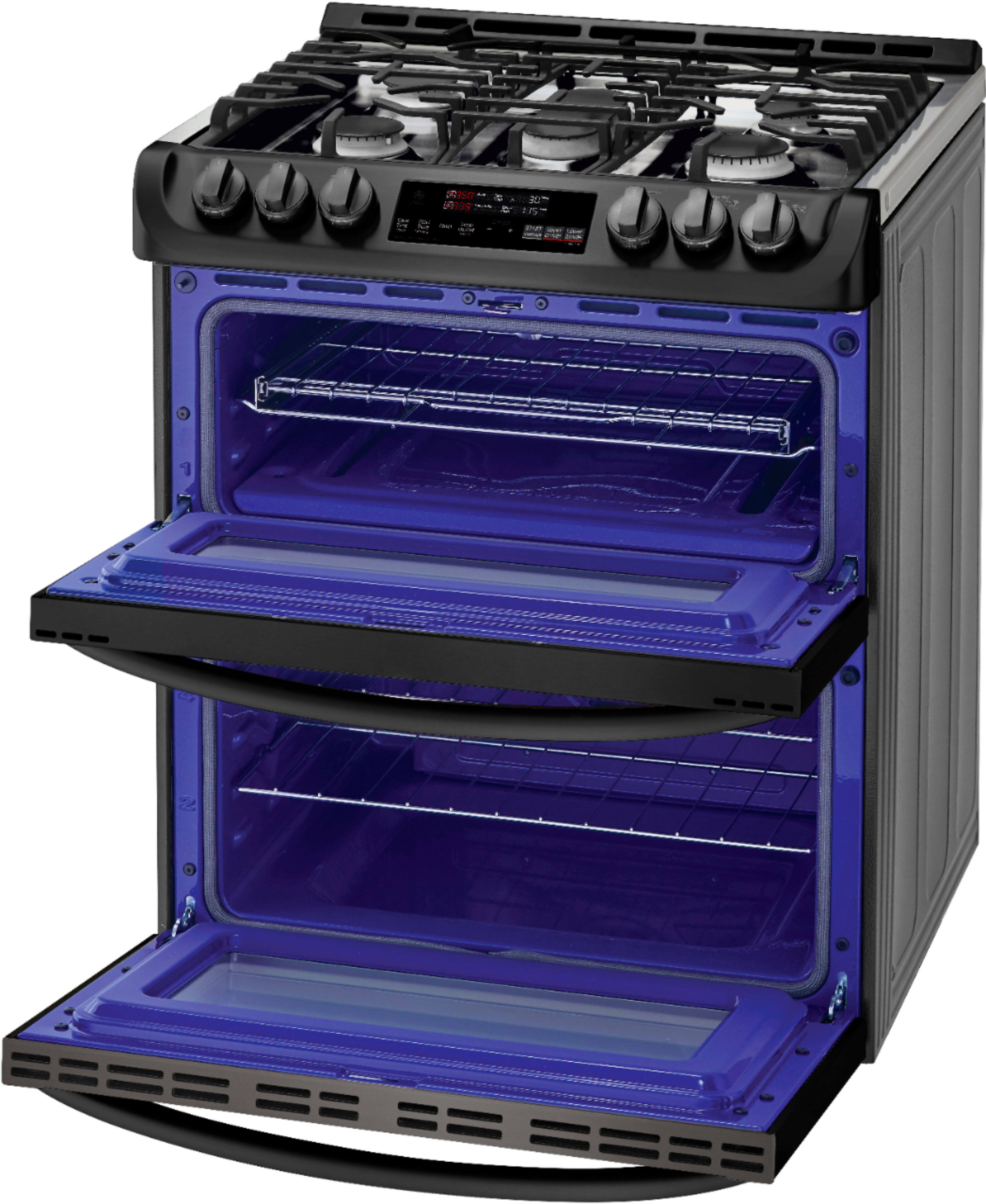 Alt View 15. LG - 6.9 Cu. Ft. Self-Cleaning Slide-In Double Oven Gas Smart Wi-Fi Range with ProBake Convection - Matte Black Stainless Steel.