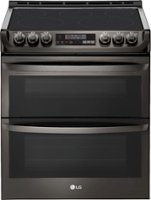 LG - 7.3 Cu. Ft. Self-Clean Slide-In Double Oven Electric Smart Wi-Fi Range with ProBake Convection - Black stainless steel - Front_Zoom