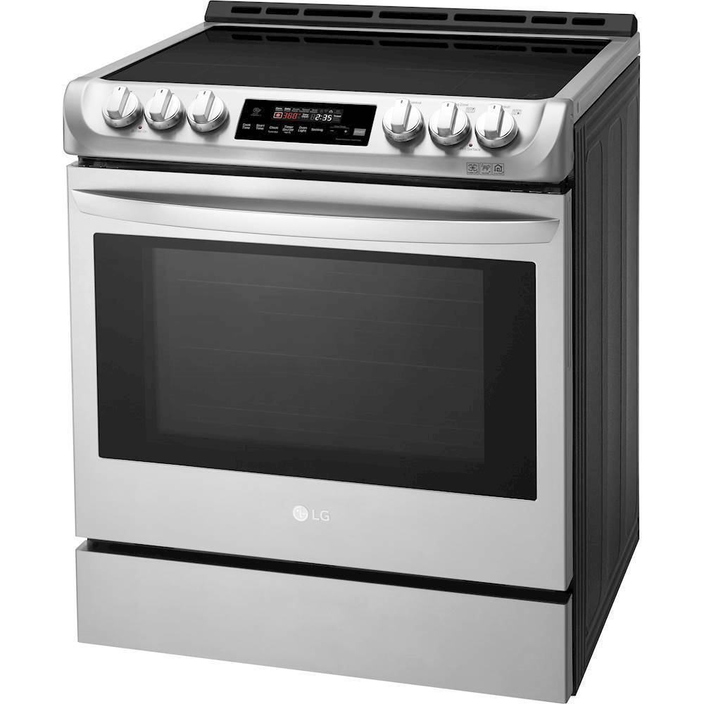 Left View: GE - 5.3 Cu. Ft. Freestanding Electric Range with Self-cleaning - Black slate