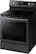 Left. Samsung - 5.9 Cu. Ft. Self-Cleaning Freestanding Fingerprint Resistant Electric Convection Range - Black Stainless Steel.