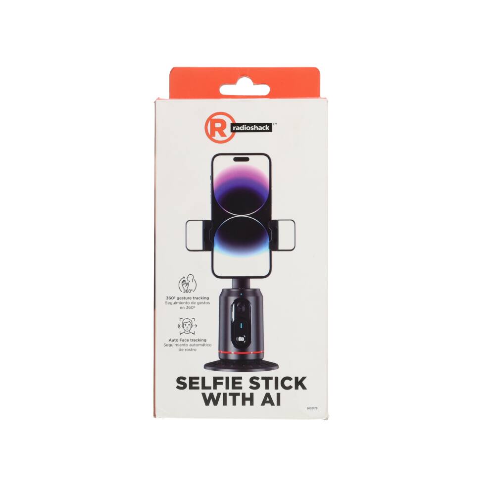 - Radioshack 360° gesture tracking Seguimiento de gestos
- Auto Face tracking Seguimiento automático de rostro
- Selfie Stick with AI
