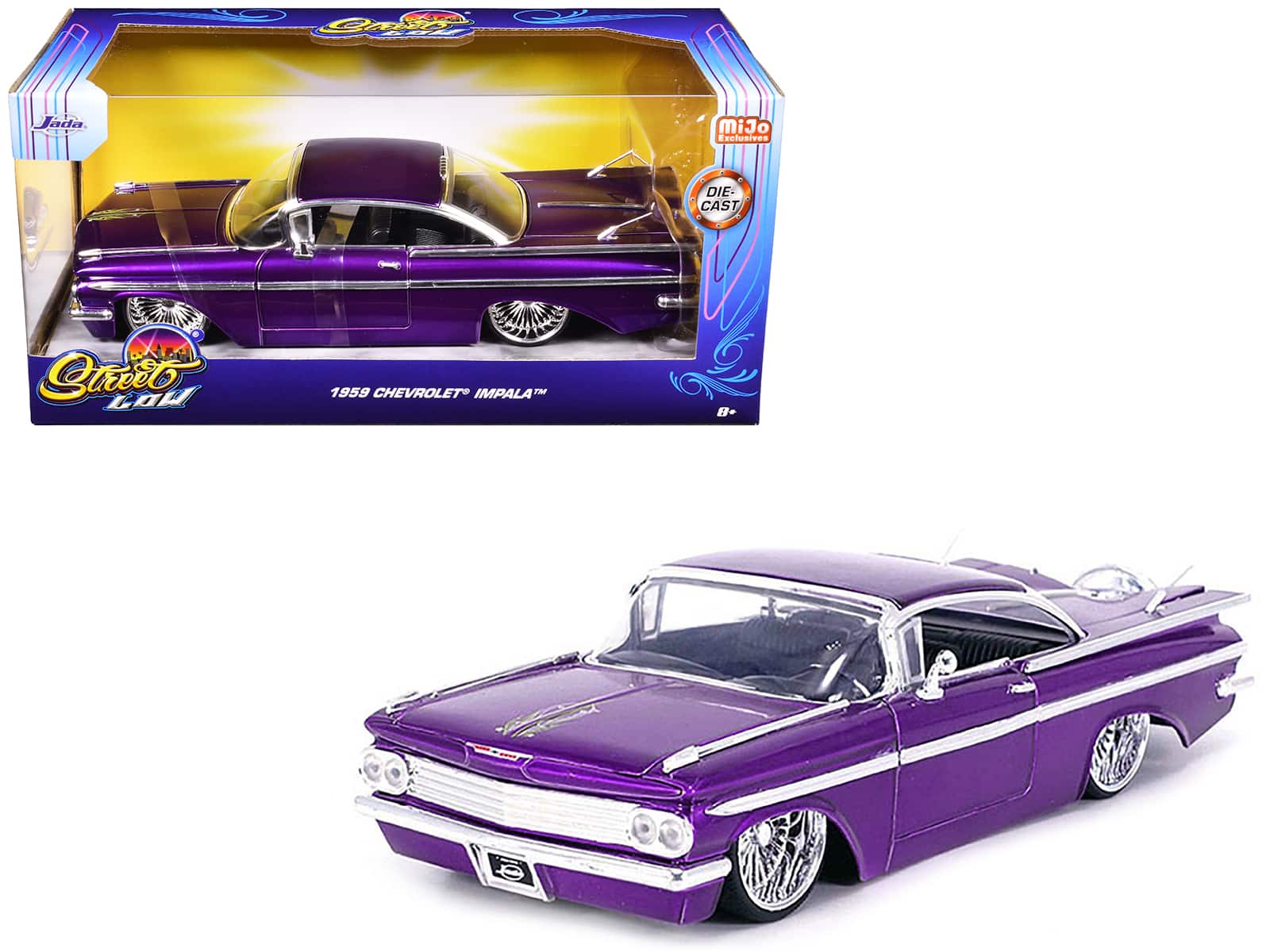 "1959 Chevrolet Impala Lowrider Candy Purple with DUB Wire Wheels ""Street Low"" Series 1/24 Diecast Model Car by Jada" price history on PriceWatchPro
