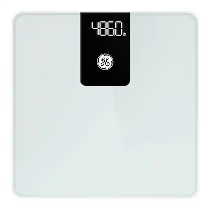 Front. GE - GE Bluetooth Body Weight Scale, 500lb Digital Bathroom Scale with BMI, Accurate Electronic Weighing Device - White.