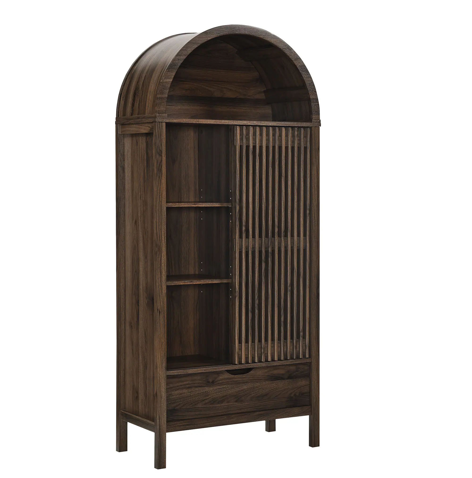 Angle. Modway - Vaughn 71" Arched Storage Display Cabinet by Modway - Walnut.