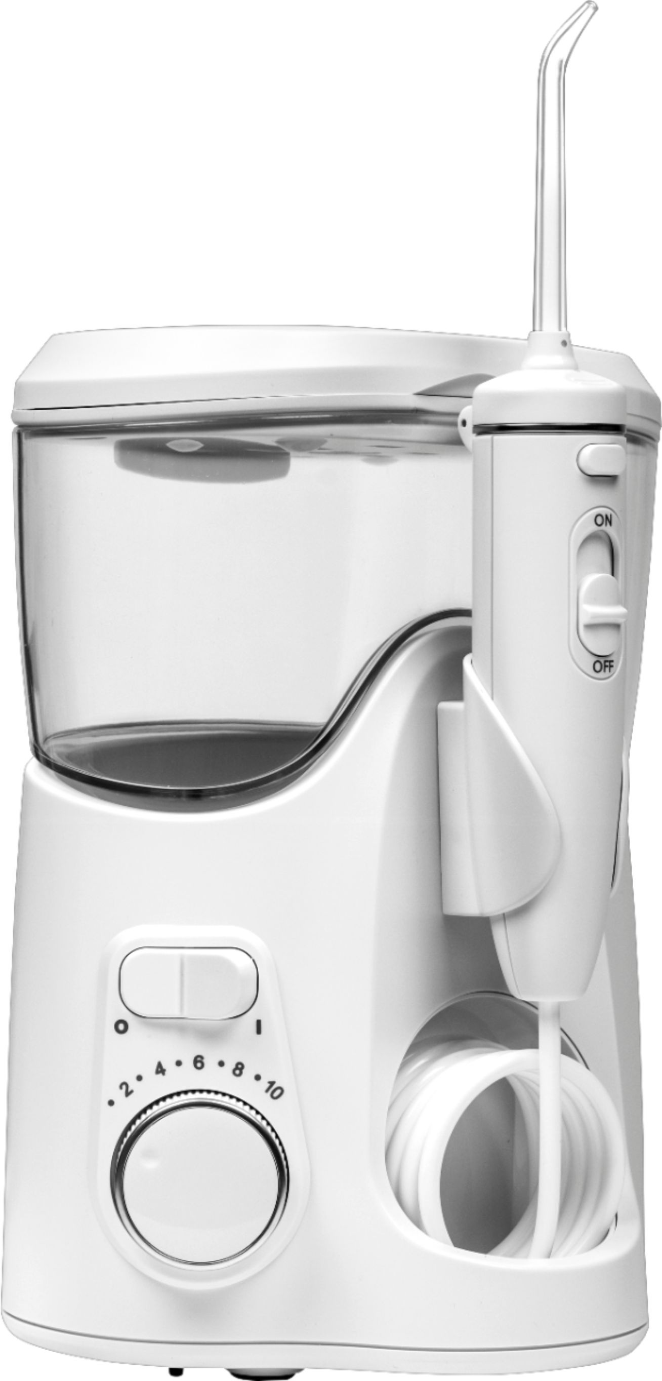 Left View: Waterpik - Whitening Water Flosser - White With Chrome Accents