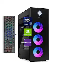 HP OMEN - 45L Desktop - Intel Core Ultra 9 285K - 64GB RAM, 4TB SSD - NVIDIA GeForce RTX 5090 - HVER STEALTH Gaming KB - Black