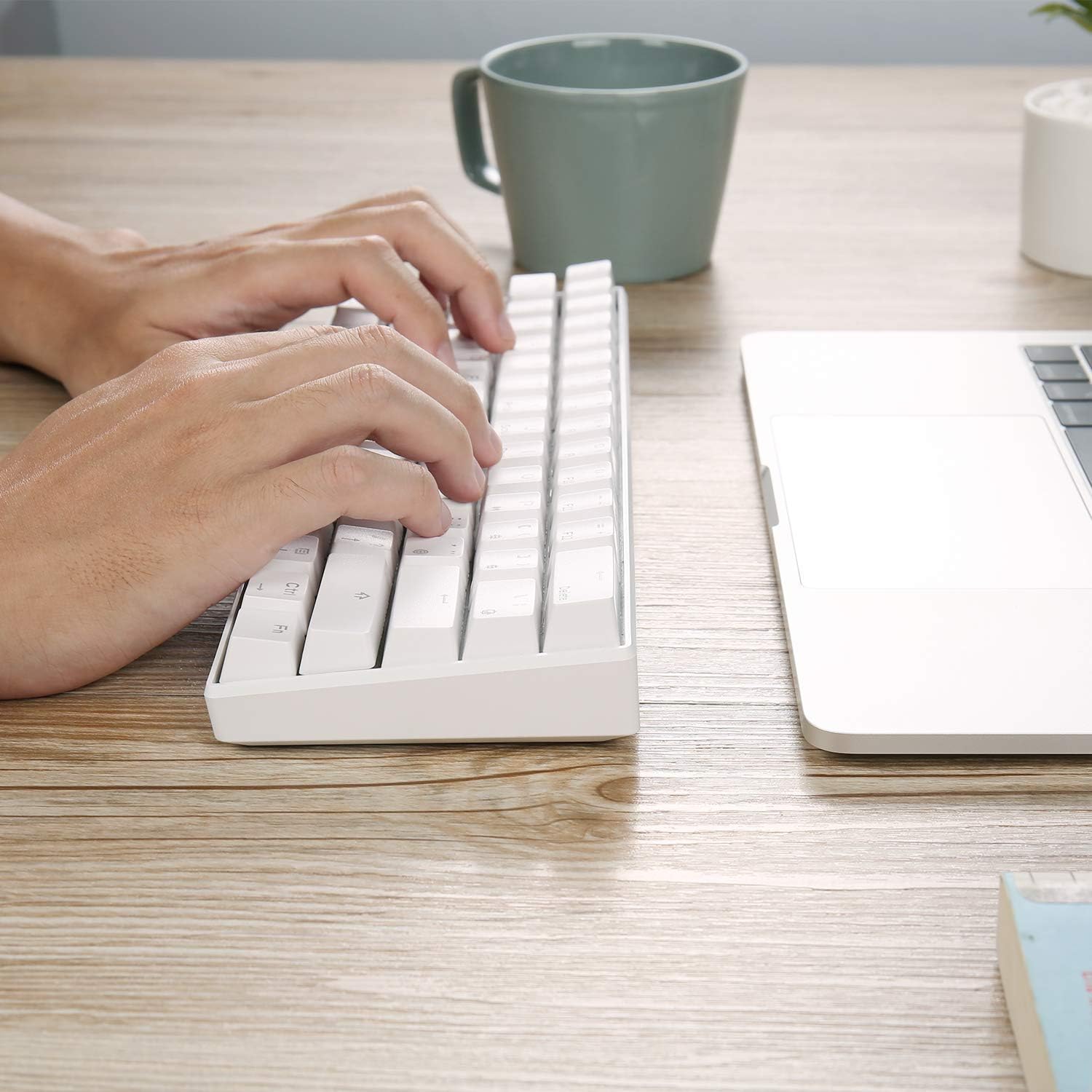 Alt View 5. Comfort Essence - RK61 Wireless 60 Triple Mode BT5.0USB-C Mechanical Compact Gaming wSoftware Hot Swappable Brown White - Black-Hot-Swappable Brown Switch.