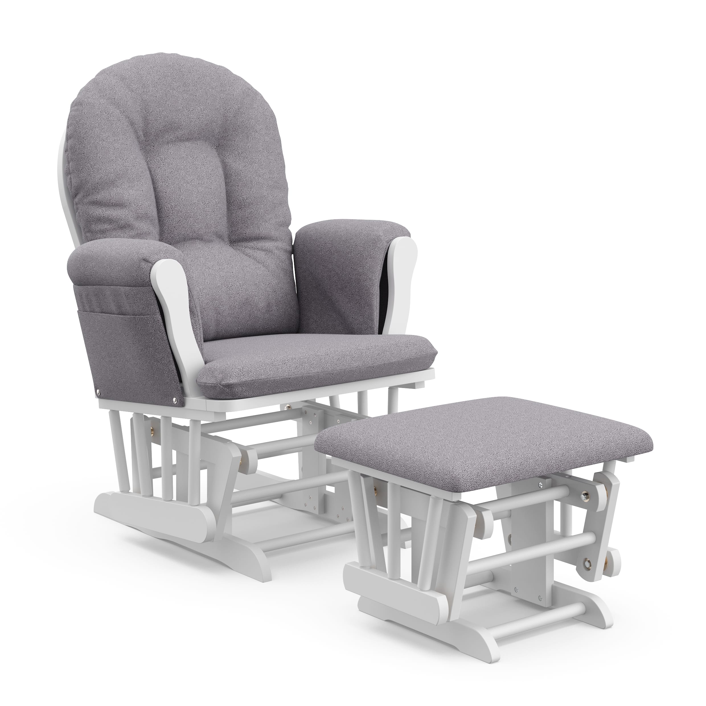 Front. Storkcraft - Hoop Glider and Ottoman - White/Gray Swirl.