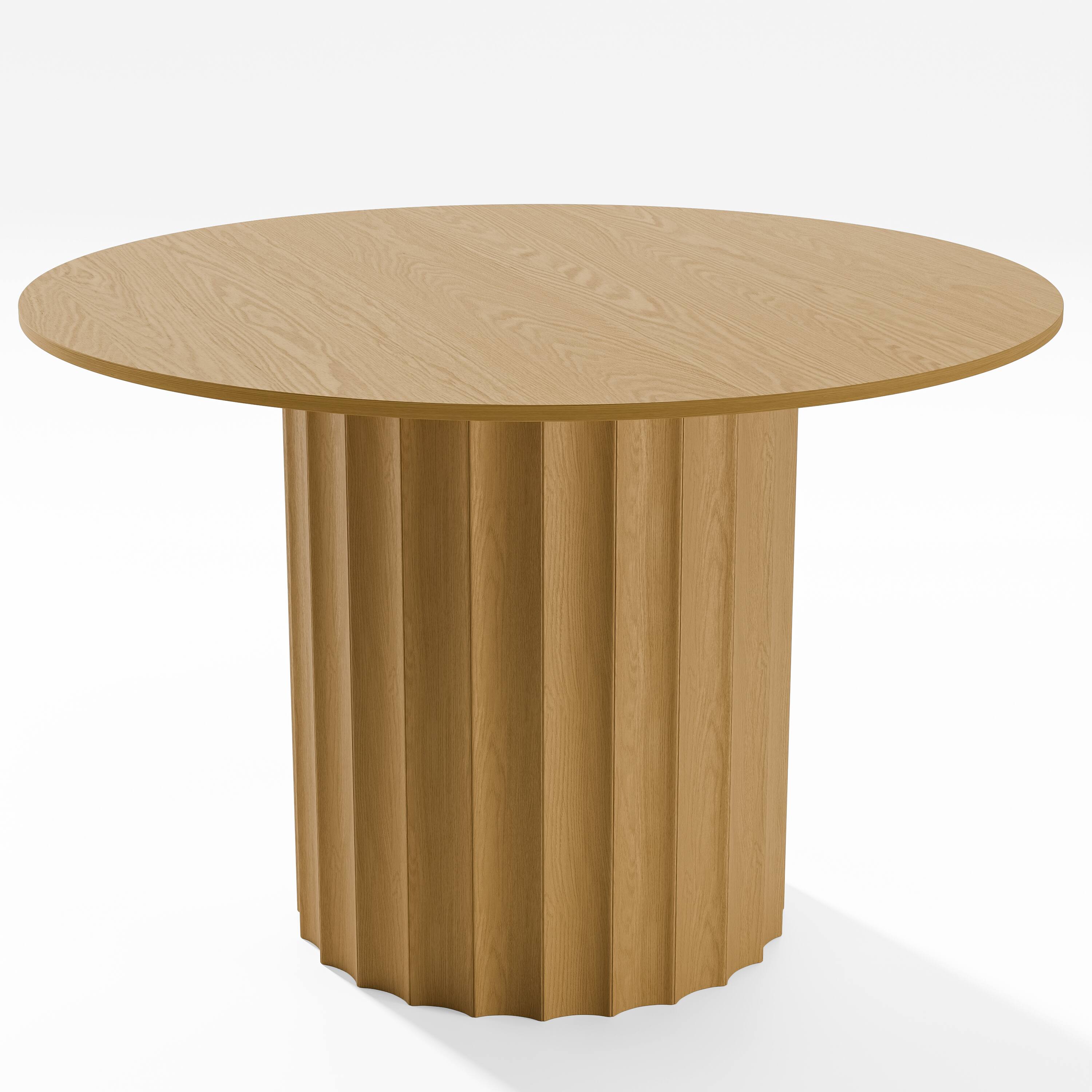 Alt View 4. PexFix - Minimalist Farmhouse Clean Edge Round Solid Oak 46 in. Wide Fluted Base Kitchen & Dining Table Seats 4 - Natural.
