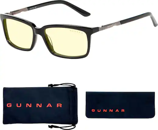 Front. GUNNAR - Haus Gaming and Computer Glasses with Scratch-resistant Coating and Blue Light Reduction, Amber Lenses - Onyx.