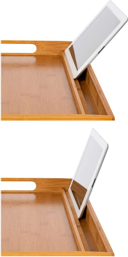 LapGear - Bamboo Media Bed Tray for 17.3" Laptop or Tablet - Natural - Front_Zoom