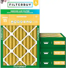 Filterbuy - 8x24x4 MERV 11 Pet & Allergy Defense, Electrostatic Pleated HVAC AC Furnace Air Filters Replacement (4-Pack) - Gold