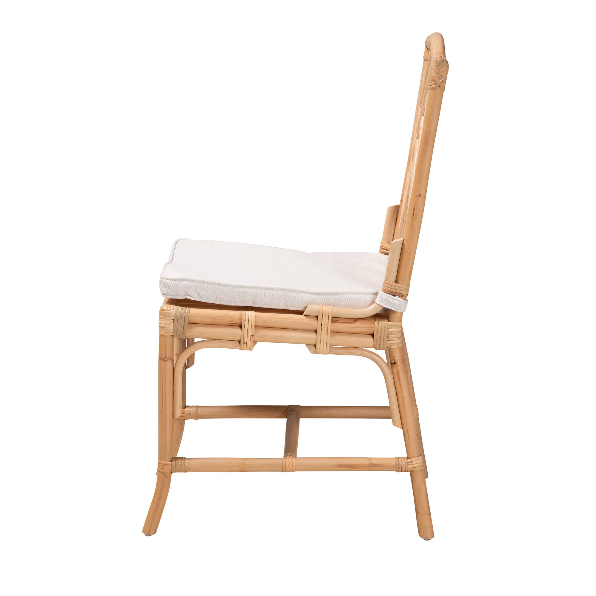 Left. bali & pari - Rio Modern Bohemian Rattan Dining Chair - White/Natural Brown.