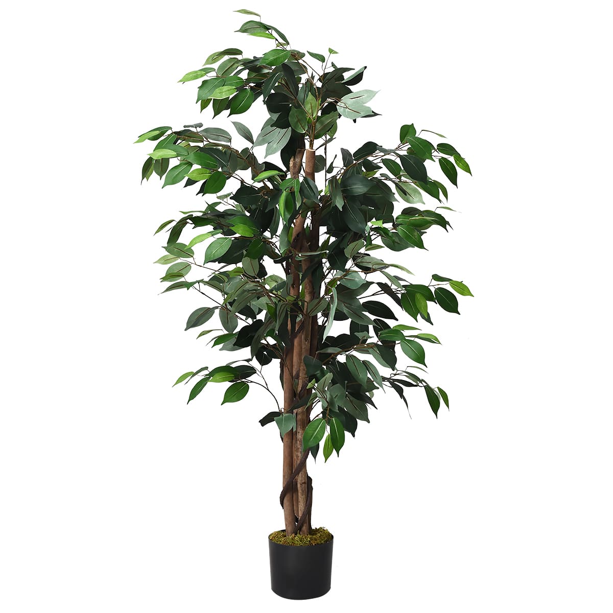 Front. Costway - Costway 4 Feet Artificial Ficus Silk Tree Wood Trunks Green In/Outdoor Home Decor - Green.