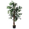 Front. Costway - Costway 4 Feet Artificial Ficus Silk Tree Wood Trunks Green In/Outdoor Home Decor - Green.