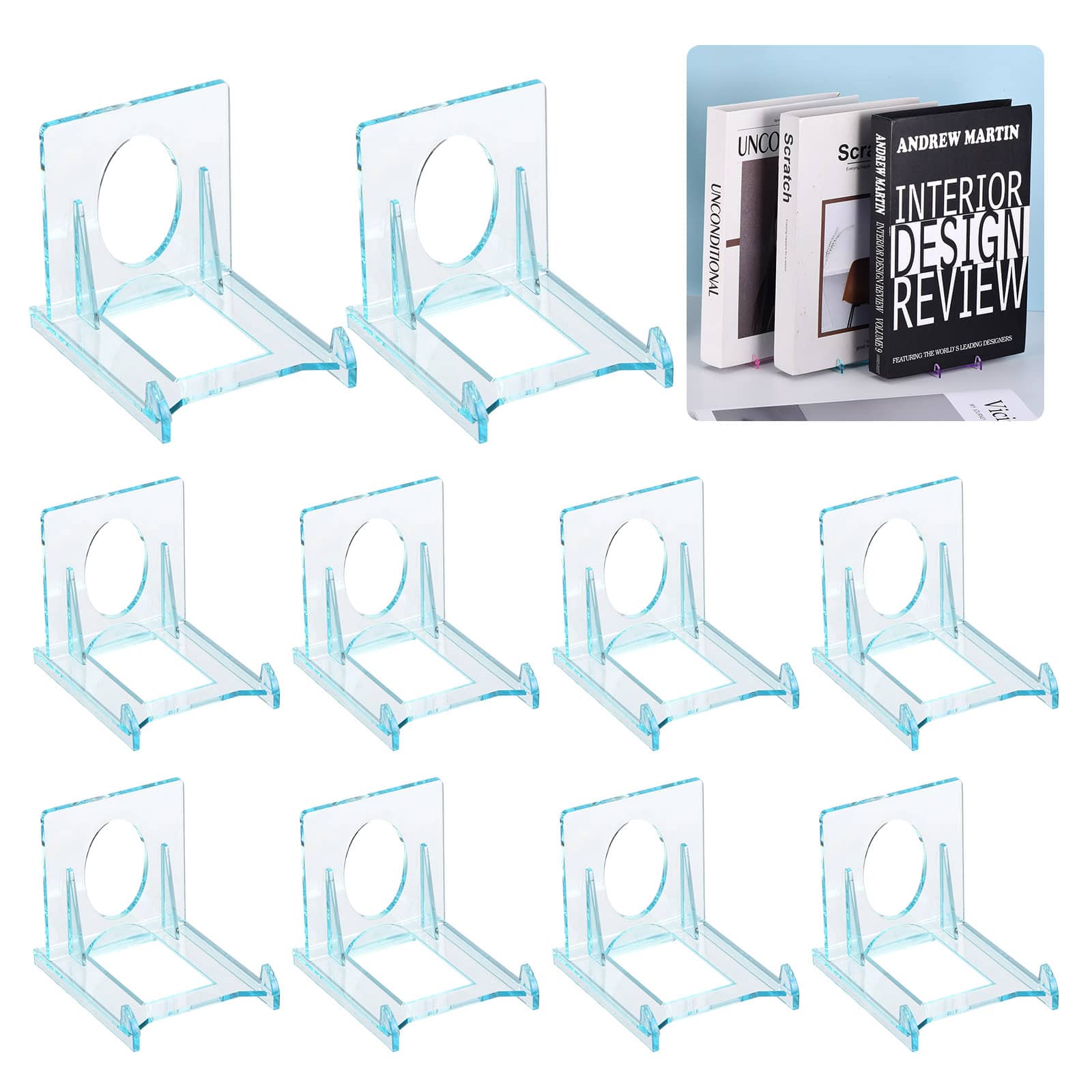 Unique Bargains - 10pcs Book Display Stands, 2" Adjustable Display Holder Mini Clear Easel Collector Stand for Comics, Magazines, DVDs