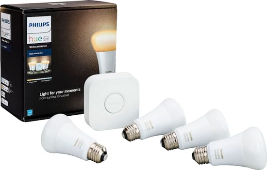 Philips - Hue White Ambiance A19 LED Starter Kit - California Residents - White