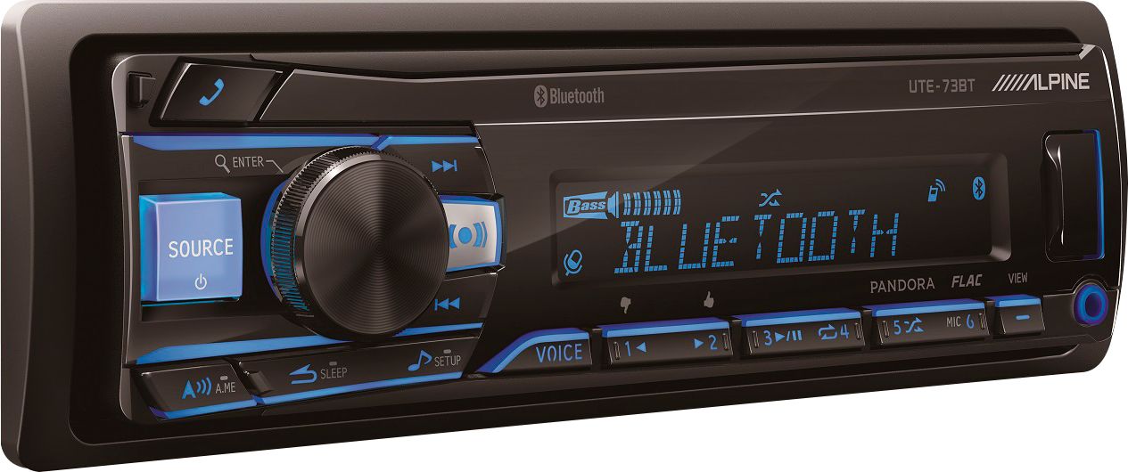 Angle View: Alpine - Bluetooth Digital Media (DM) Receiver with Pandora Music Compatibility - Black