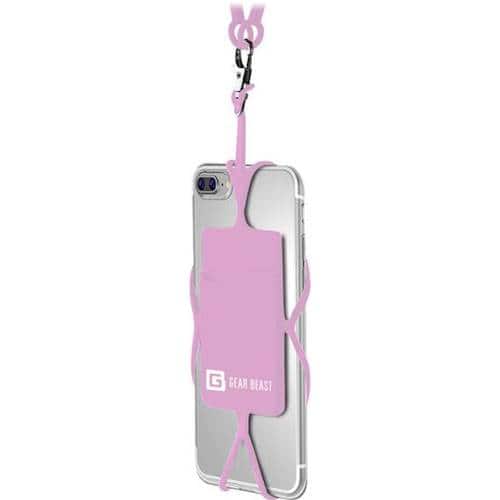 Front. Gear Beast - Universal Smartphone Lanyard with ID Card Slot - Pink Lavender.