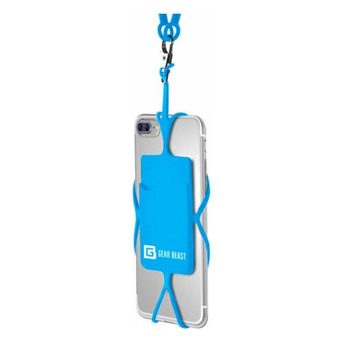 Gear Beast - Cell Phone Lanyard Holder with Card Holder - Light Blue