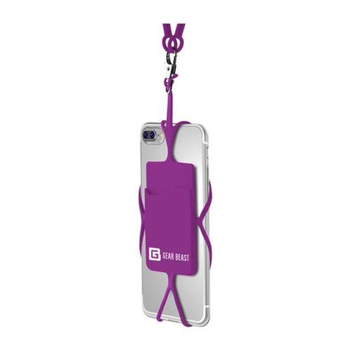 Gear Beast - Cell Phone Lanyard Holder with Card Holder - Purple