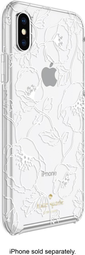 dreamy floral white with gems case for apple iphone x and xs - white/clear