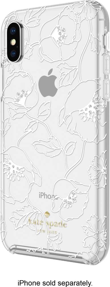 dreamy floral white with gems case for apple iphone x and xs - white/clear