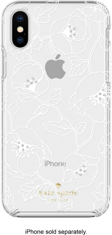 dreamy floral white with gems case for apple iphone x and xs - white/clear
