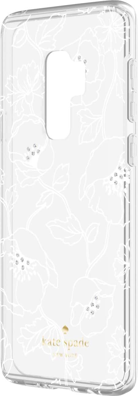 Kate Spade New York Phone Case | for Samsung Galaxy S9 Plus | Protective Clear Crystal Phone Cases with Slim Design and Drop Protection - Dreamy Floral White with Gems (KSSA-042-DFWG)