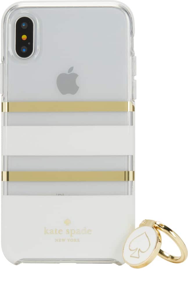stability ring & protective hardshell case for iphone x and xs - white/gold stability ring & protective hardshell case for iphone x and xs - white/gold