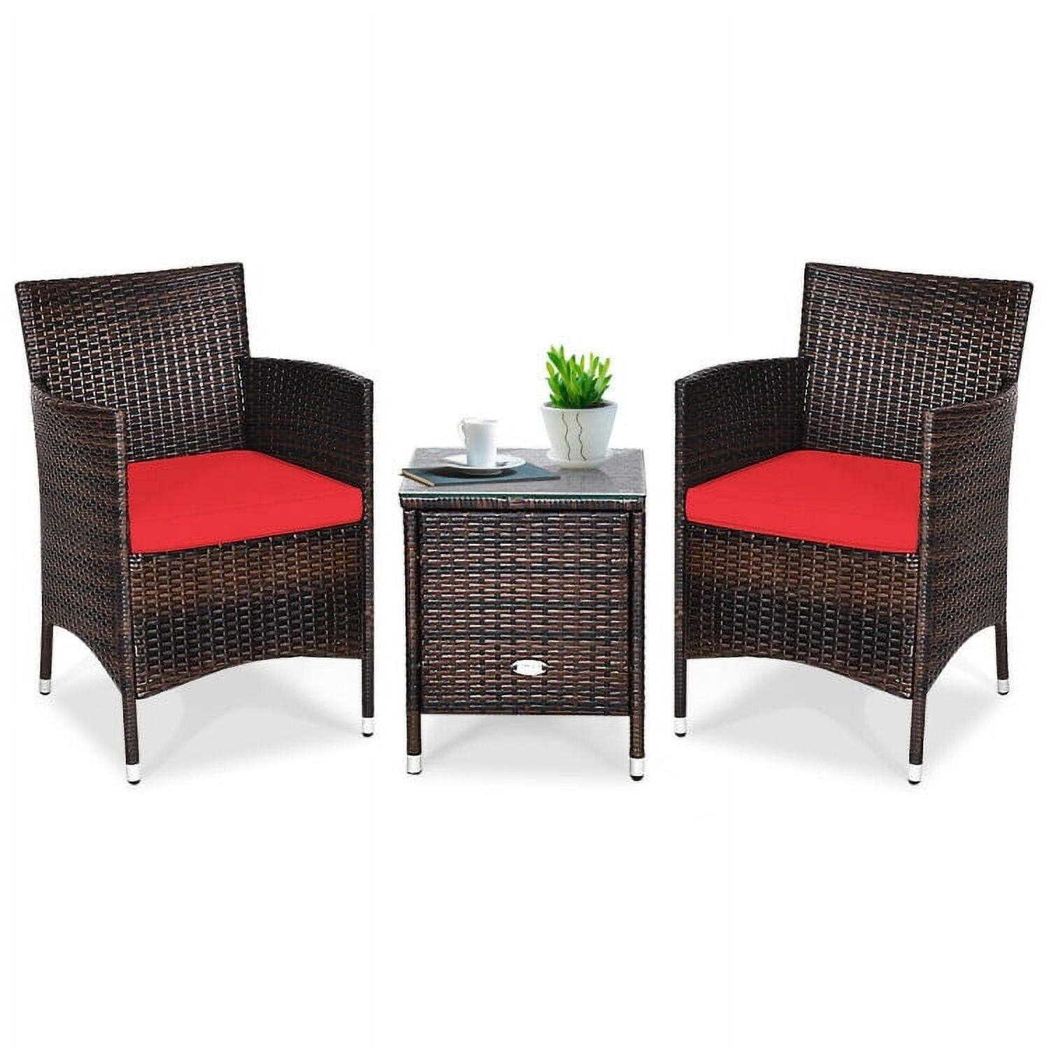 Pefilos 3 Pieces Rattan PE Rattan Wicker Sofa Set with Washable Cushion ...