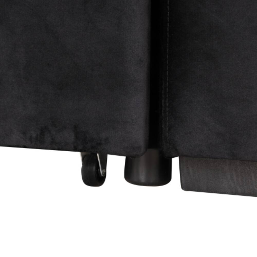 Alt View 2. LUCKY ONE - 84.75" 2-in-1 Pull-Out L-Shape Sleeper Sofa Bed w/ Storage Ottoman for Apartment - Black.