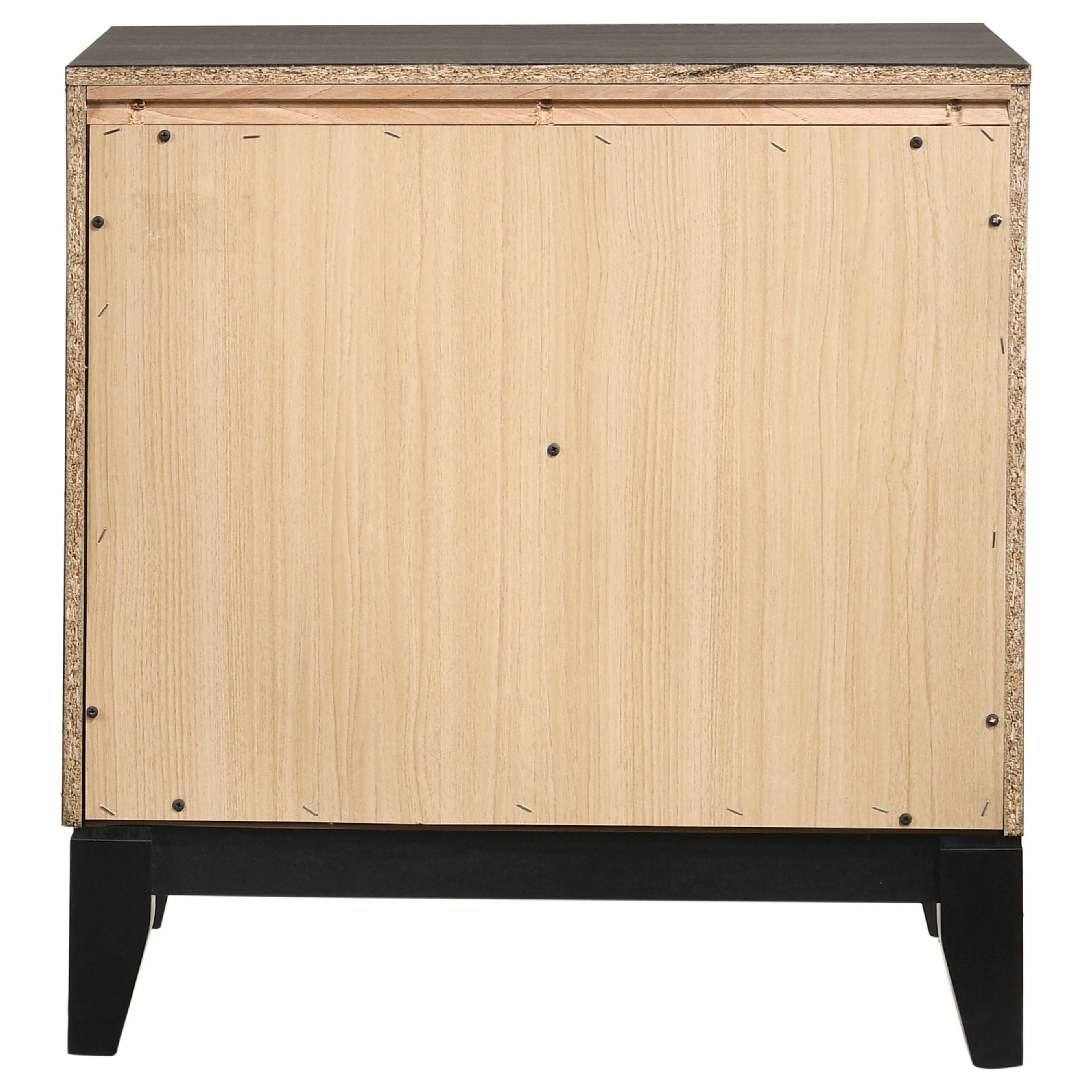 Alt View 1. Manhattan Lane - Wooden Nightstand with 2 Drawers and Chamfered legs - Gray and Black.