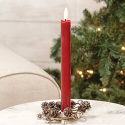 Angle. BreeBe - Icy Pinecone & Sleigh Bells Candle Ring - 2" - Brown, Silver.