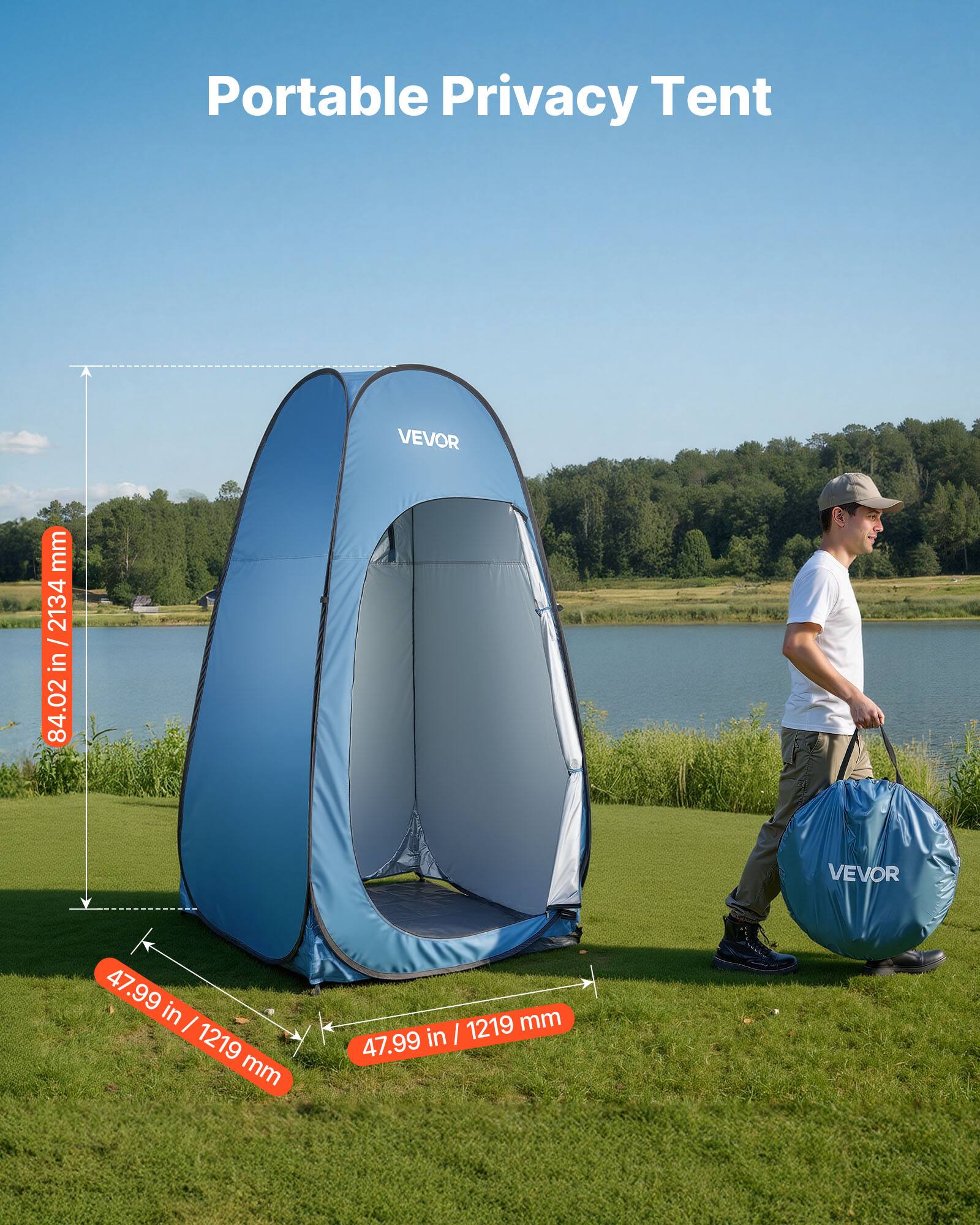 Portable Privacy Tent  
VEVOR  
84.02 in / 2134 mm  
47.99 in / 1219 mm  
47.99 in / 1219 mm