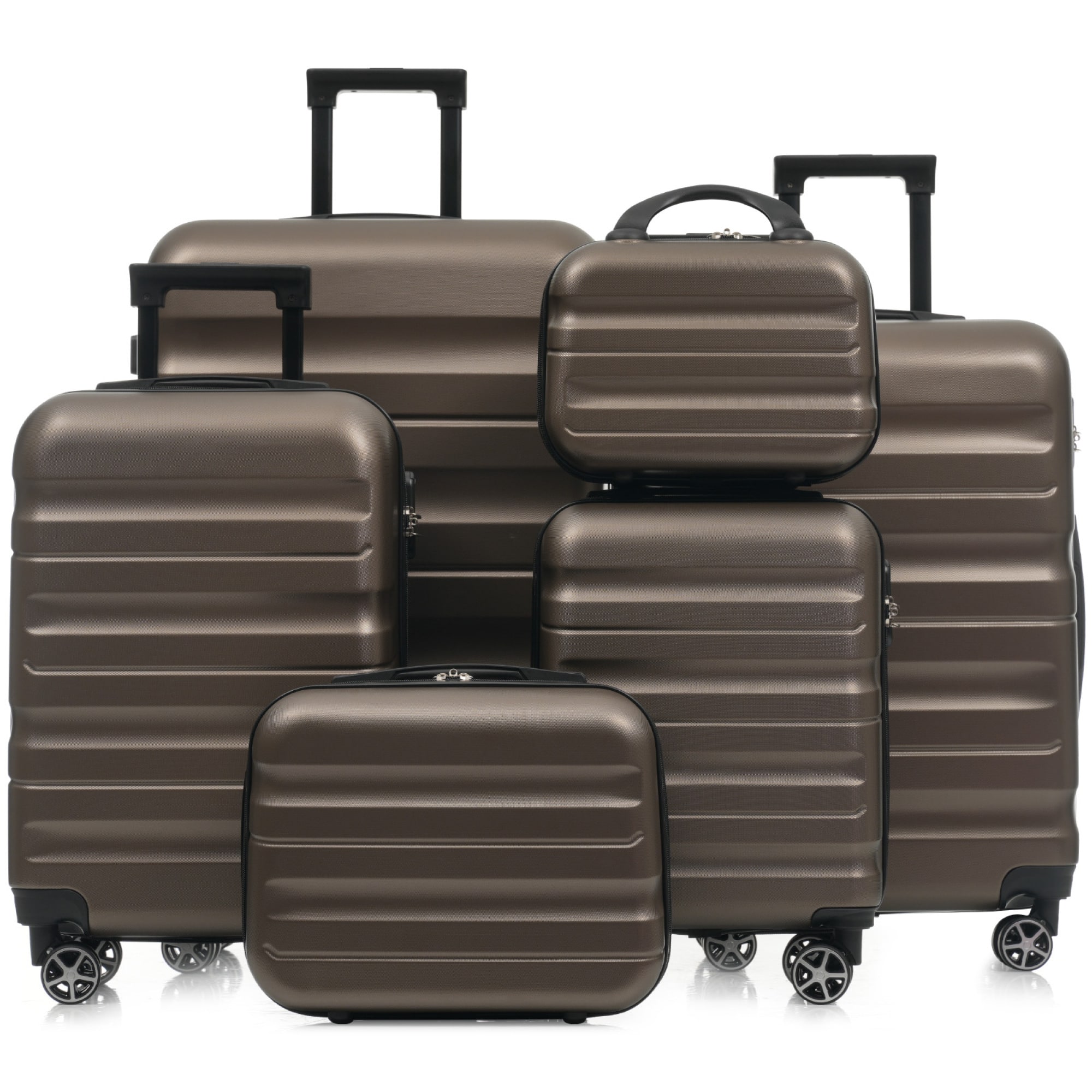 ELEMENT ACE - 6-Piece Hardshell Spinner Luggage Set - Lightweight Durable Suitcases in Multiple Sizes for Family Travel - Brown